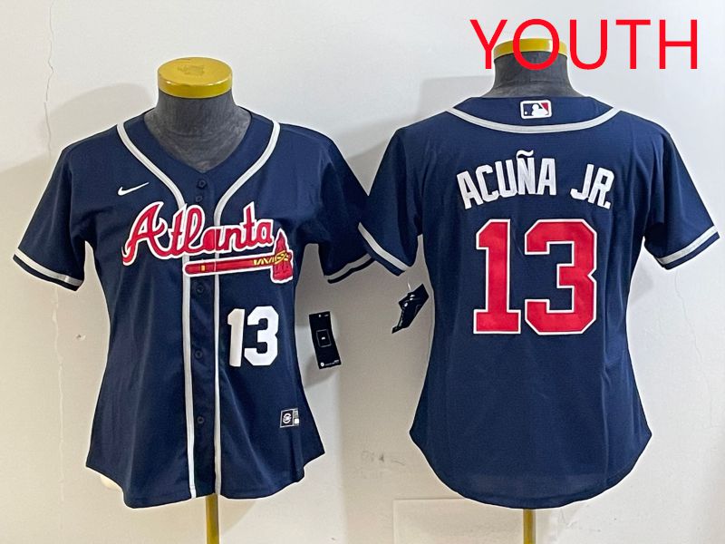 Youth Atlanta Braves #13 Acuna jr Blue Game 2025 Nike MLB Jersey style 6->youth mlb jersey->Youth Jersey